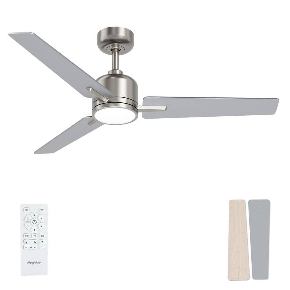 ྐ❤︎ ZXXC 52 in. Indoor/Outdoor Nickel Downrod Mount Ceiling Fan with