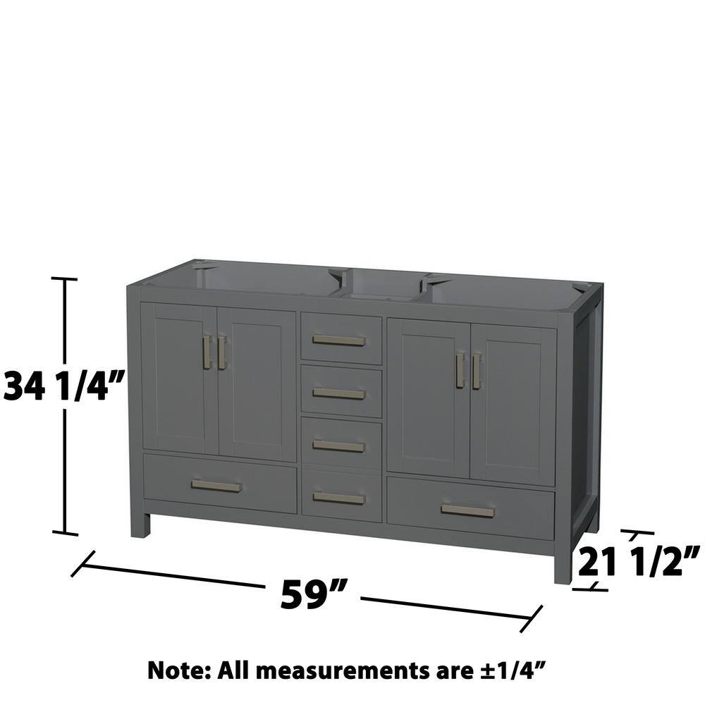 Sheffield 59" Dark Gray Wood Double Bathroom Vanity