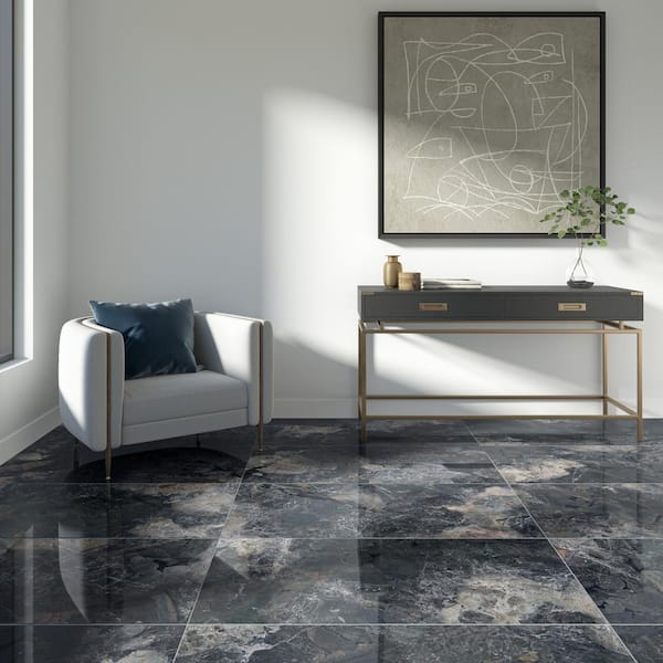 Santa Loma Nightfall 24 in. x 48 in. Polished Porcelain Stone Look Floor and Wall Tile (15.5 sq. ft./case)