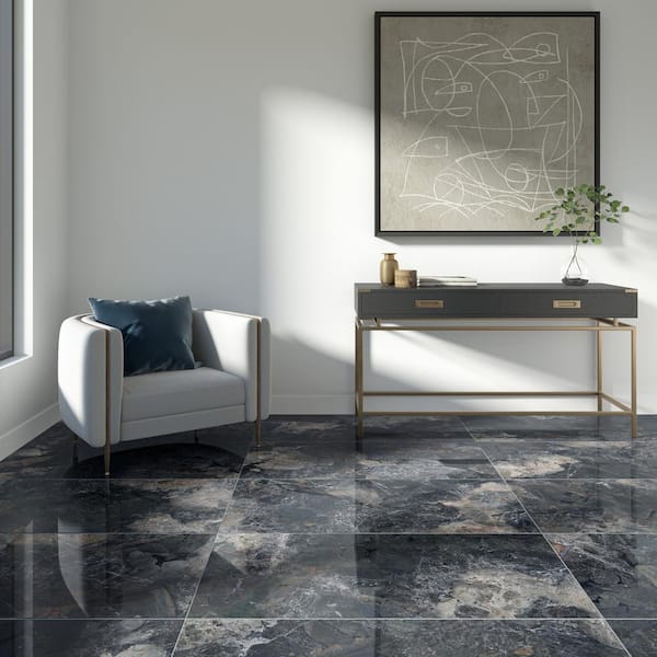 Santa Loma Nightfall 24 in. x 48 in. Polished Porcelain Stone Look Floor and Wall Tile (341 sq. ft./Pallet)
