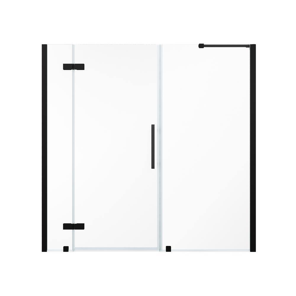Tampa 67" Black Frameless Alcove Shower Kit with Tempered Glass