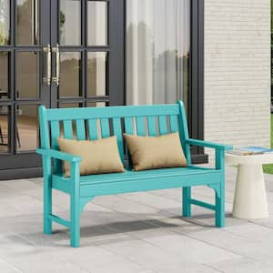 Laguna Outdoor Patio Weather Resistant Poly Plastic 51 in. 2-Person Front Porch Garden Bench in Turquoise