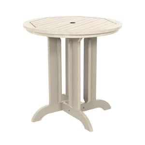 Whitewash Round Recycled Plastic Outdoor Balcony Height Dining Table