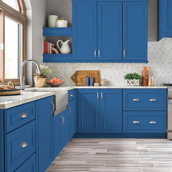 BEHR PREMIUM 1 gal. #P520-6 Mega Blue Satin Enamel Interior