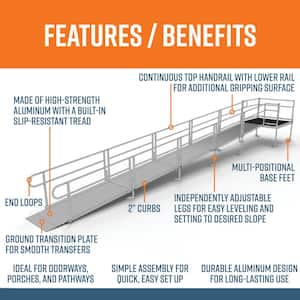 PATHWAY 30 ft. Straight Aluminum Wheelchair Ramp Kit with Solid Surface Tread, 2-Line Handrails and 5 ft. Top Platform