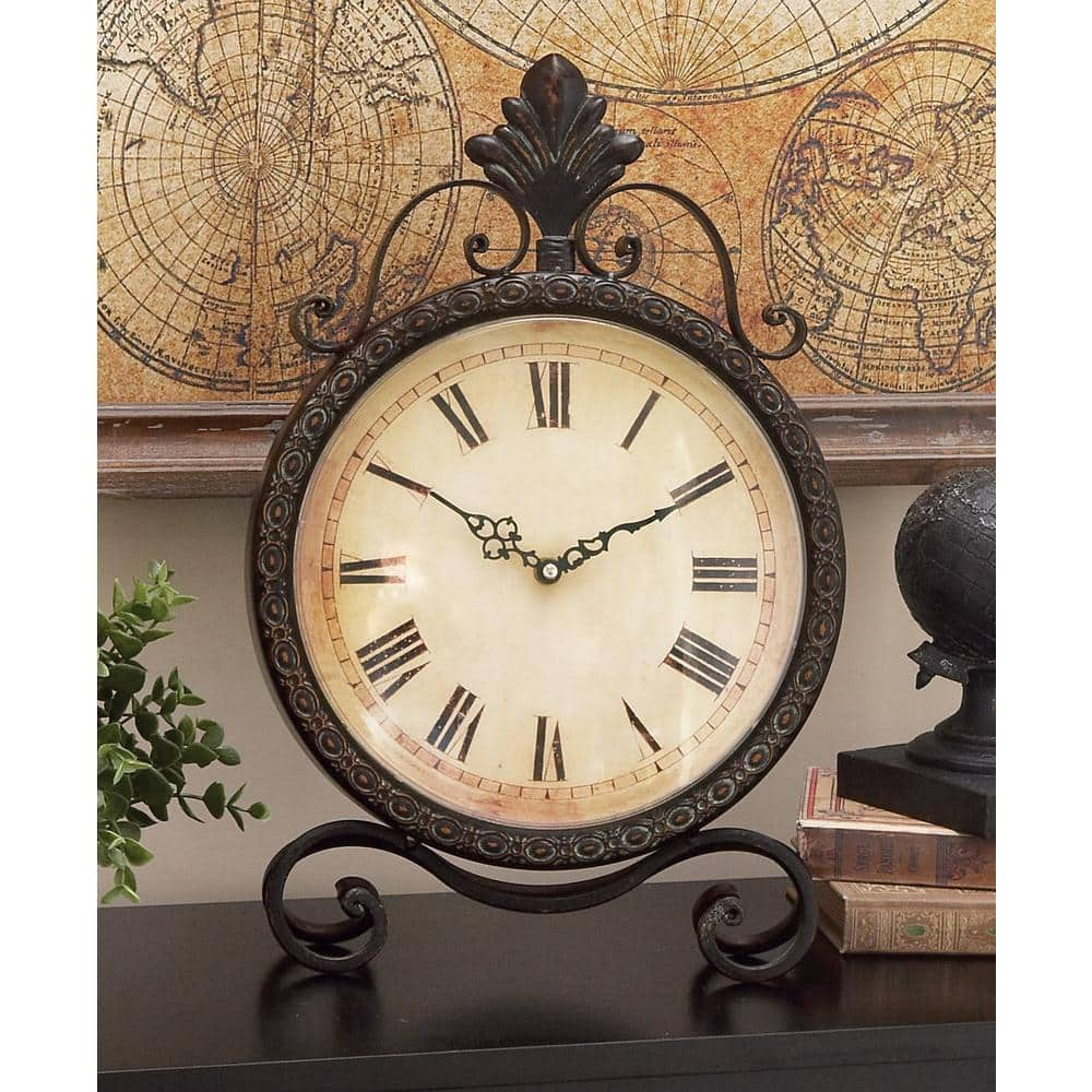 DecMode 17  Brown Metal Scroll Clock