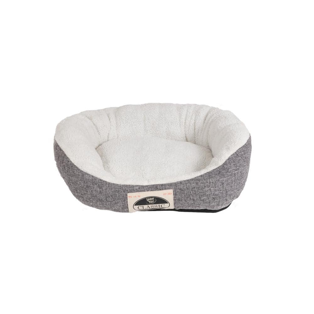 Happy Tails Small 21x17 Linen Pet Bed Gray/White 30017 The Home Depot