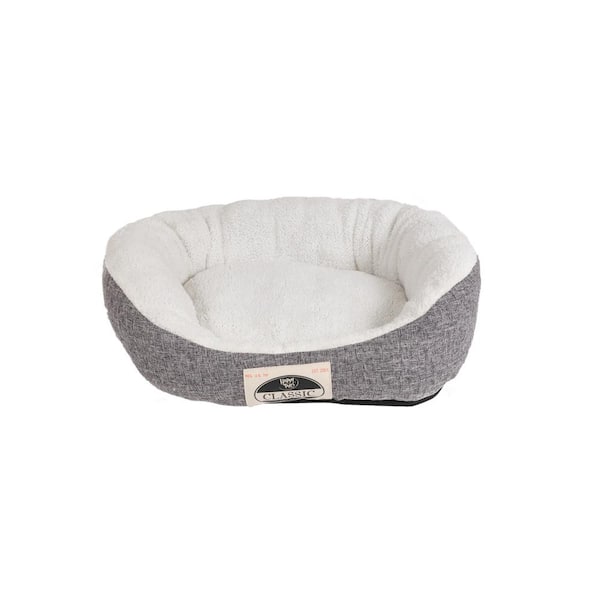 Happy Tails Small 21x17 Linen Pet Bed Gray/White 30017 - The Home Depot