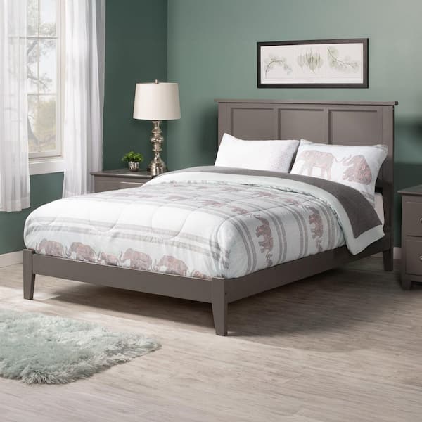 AFI Madison Grey Full Solid Wood Frame Low Profile Platform Bed with Attachable USB Device Charger