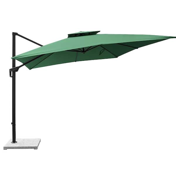 TWT 9.8 ft. Aluminum Cantilever Outdoor Patio Umbrella in Dark Green