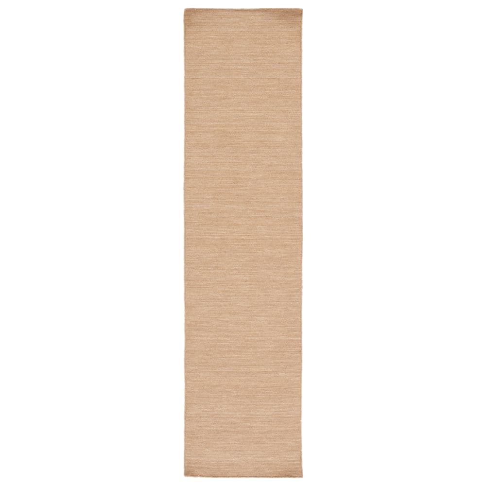 Beige Handmade Wool and Cotton Flat Woven Runner Rug