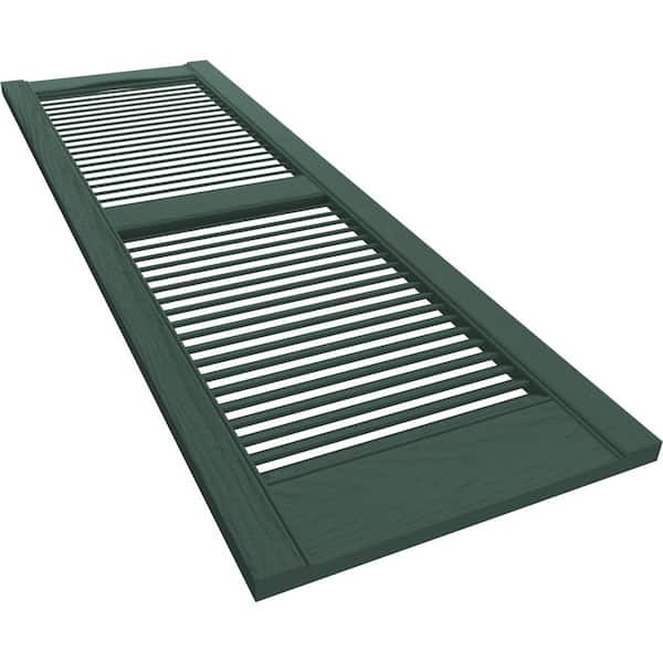 Builders Edge 12 in. x 36 in. Louvered Vinyl Exterior Shutters 