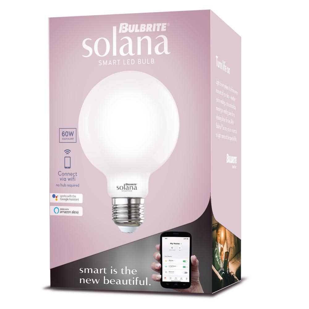 Solana Smart G25 Edison-Style Dimmable LED Bulb, 2-Pack, White