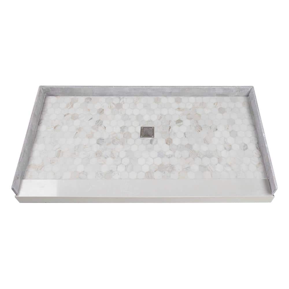 Transolid PreTiled 60 in. L x 32 in. W Alcove Shower Pan Base with