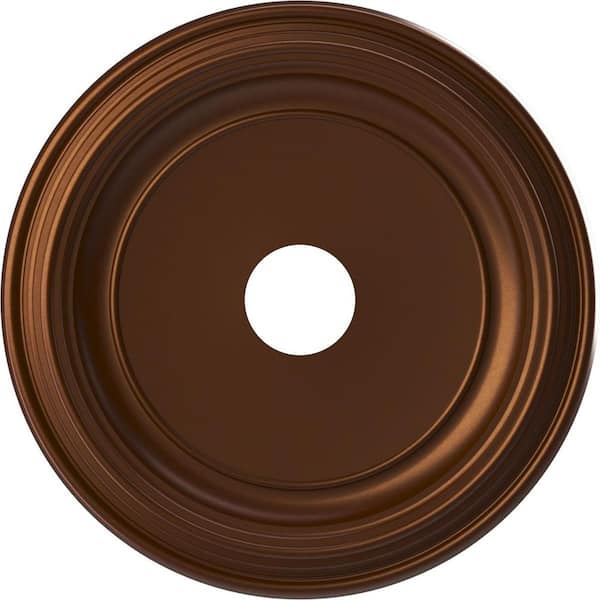 Ekena Millwork Traditional 19 in. O.D. x 3-1/2 in. I.D. x 1-1/2 in. P Thermoformed PVC Ceiling Medallion Metallic Dark Copper