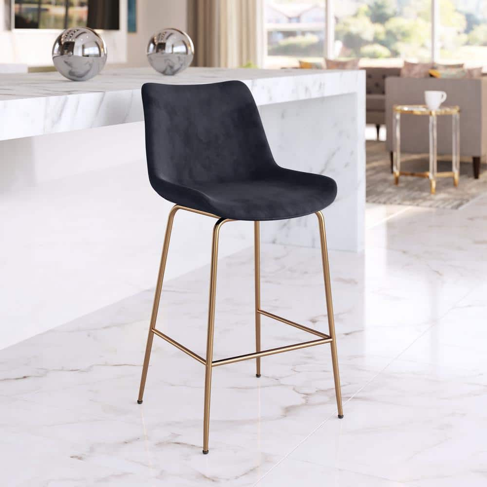 ZUO Tony Counter Chair Black & Gold 101765 - The Home Depot