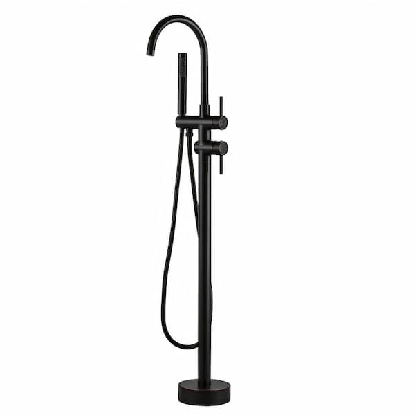 VEVETTA 2-Handle Freestanding Tub Faucet with Hand Shower in. Oil Rubbed Bronze