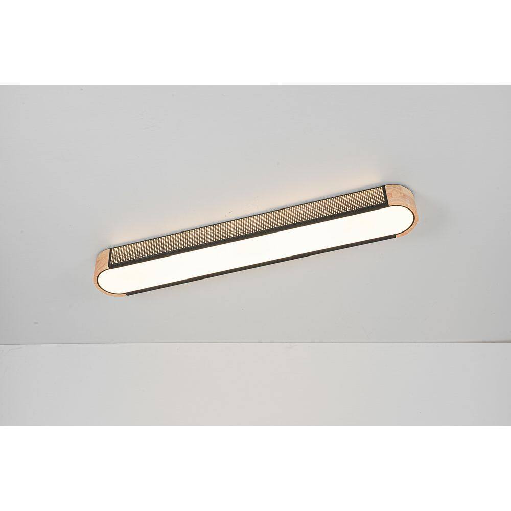 Lumin 1-Light 37.4 in. L Matte Black Wood and Perforated Metal Linear Flush Mount for Hallway and Entryway price history on PriceWatchPro