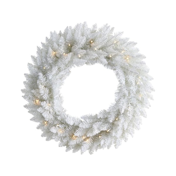 Nearly Natural 24 in. Prelit LED Colorado Spruce Artificial Christmas Wreath with 179 Bendable Branches and 35 Warm LED Lights