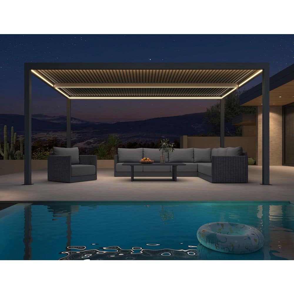 PURPLE LEAF 10 ft. x 16 ft. Gray Aluminum Frame Outdoor Louvered