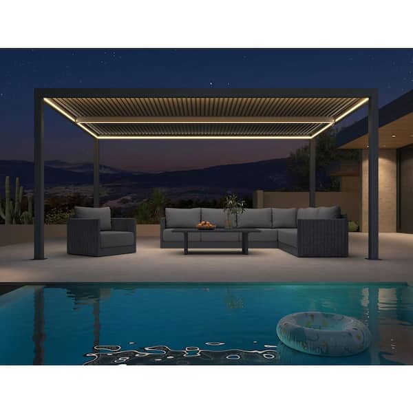 PURPLE LEAF 10 ft. x 16 ft. Gray Aluminum Frame Outdoor Louvered