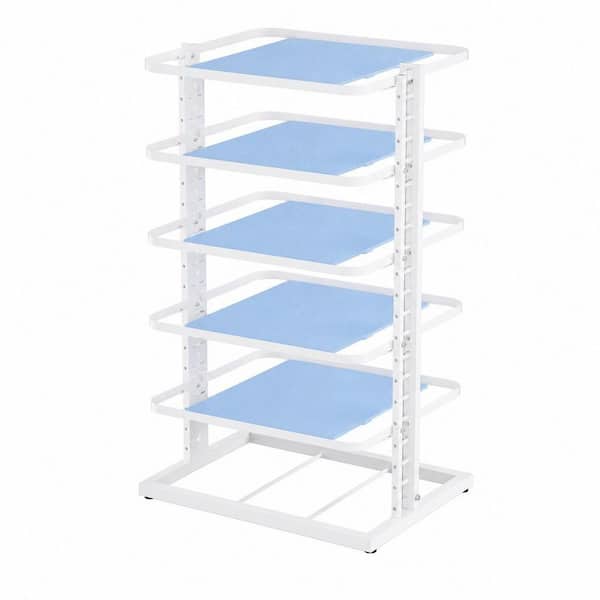 6-Tier Iron Heavy Duty Pan Pot Organizers, Adjustable 14 in. to 24.57 in. for under Cabinet, White