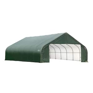28 ft. W x 24 ft. D x 20 ft. H Steel and Polyethylene Garage Without Floor in Green with Corrosion-Resistant Frame