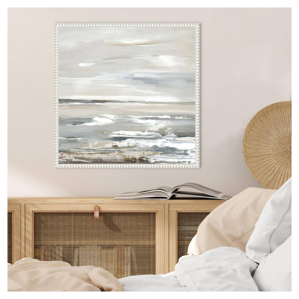 Oceanic Dreams Abstract Coastal Canvas Art with White Floater Frame