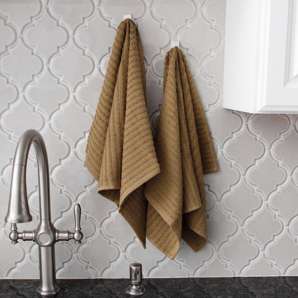 Mocha Brown Terry Cotton Kitchen Towel Set, 2-Pack