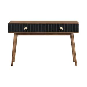 Amigo Black Veneer and Walnut Wood Console Table