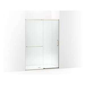Elate Tall 50-54 in. W x 76 in. H Sliding Frameless Shower Door in Anodized Matte Nickel with Crystal Clear Glass