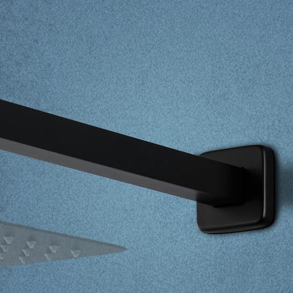 15.74 in. Brass Square Shower Arm in Matte Black