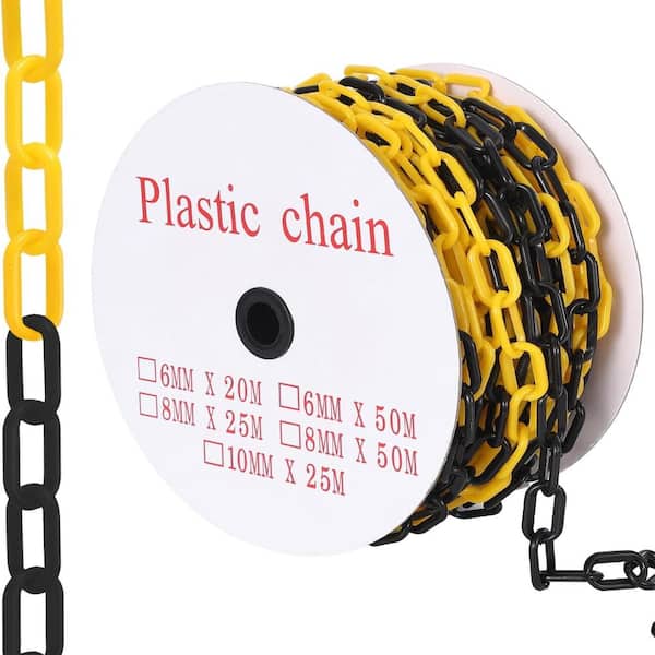240 FT Plastic Chain Links, Safety Chain with 50 Hooks, Plastic Barrier Chains for Crowd Control, Parking Driveways