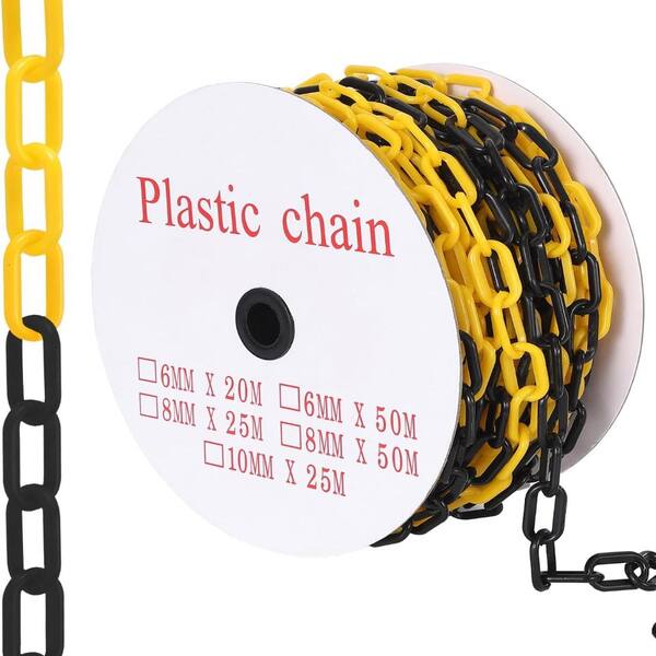 120 FT Plastic Chain Links, Safety Chain with 25 Hooks, Plastic Barrier Chains for Crowd Control, Parking Driveways