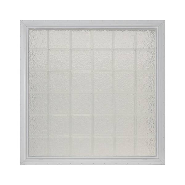 Pittsburgh Corning 48.625 in. x 48.625 in. x 4.75 in. IceScapes Pattern Glass Block Vinyl Window