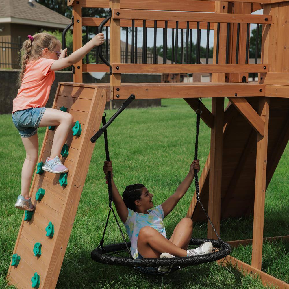Sterling Point Wooden Swing Set with Yellow Slide