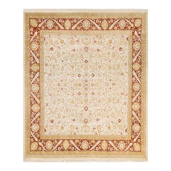 Mogul Ivory 6 ft. x 9 ft. Oriental Wool Indoor Area Rug
