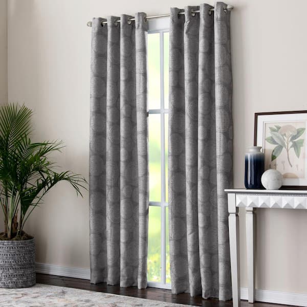 Natco Mandera 50 in. W x 84 in. L Polyester Room Darkening Window Panel in Grey