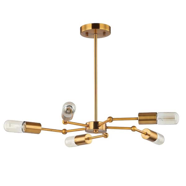 Warehouse of Tiffany Yuyor 28.5 in. 5-Light Indoor Brass Chandelier with Light Kit