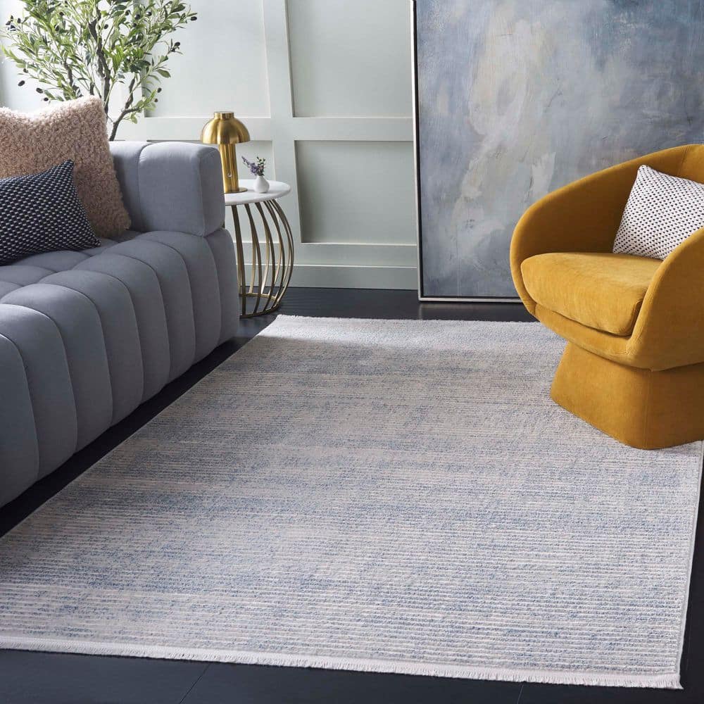 Gray Handmade Square Wool and Viscose Area Rug