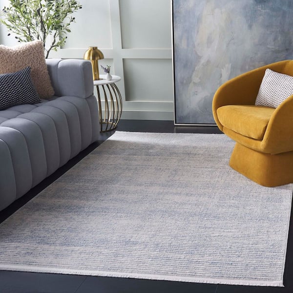 Whisper 8 ft. x 10 ft. Blue/Gray Solid Striped Area Rug