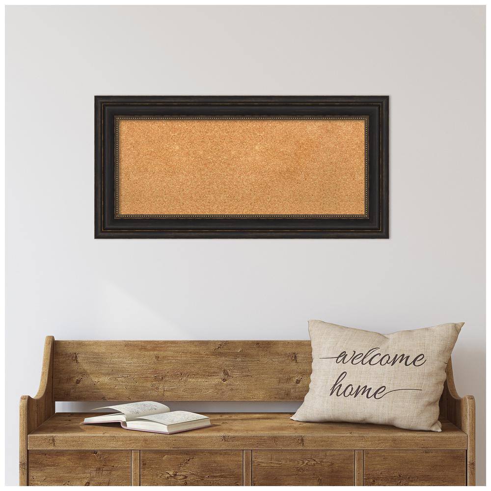 Natural Cork Board with Bronze Beaded Frame, 39" x 22"