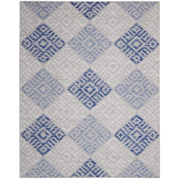 Nourison Whimsicle Grey Blue 8 ft. x 10 ft. Geometric Modern Area Rug