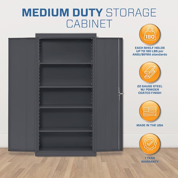 Classic Series Steel Freestanding Garage Cabinet in Charcoal (36 in. W x 72 in. H x 18 in. D)