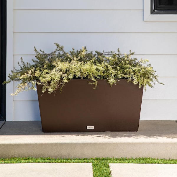 Midori 31 in. Espresso Plastic Long Trough Planter