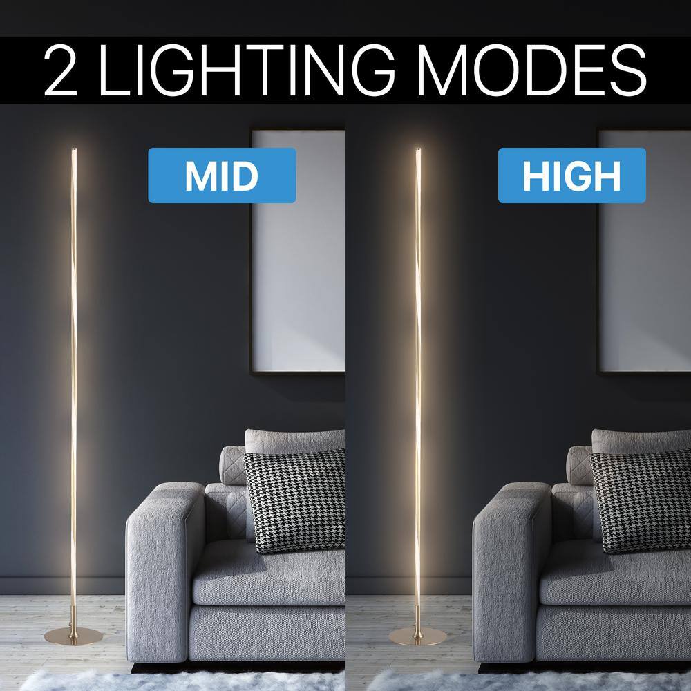 Pilar 63.75" Polished Gold Metal Arc Floor Lamp