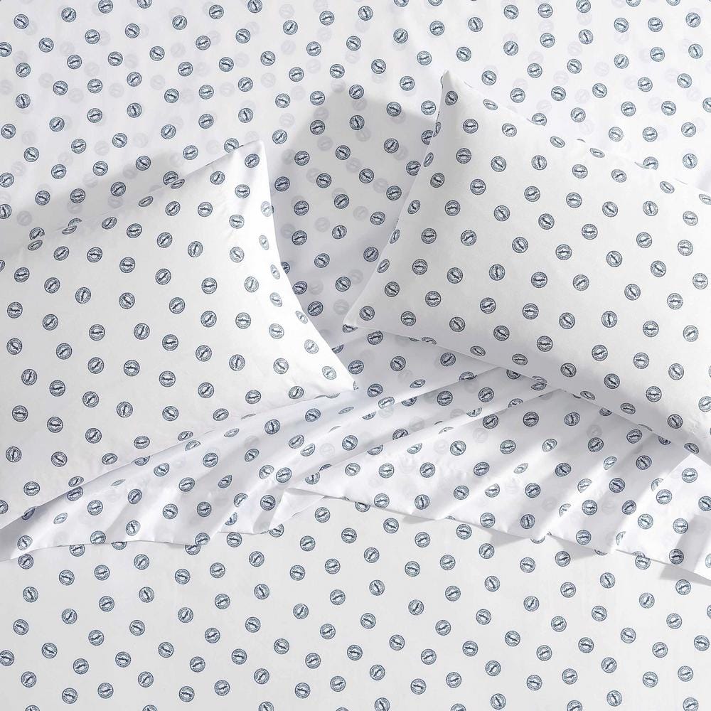 Full Blue and White Polyester Microfiber Sheet Set