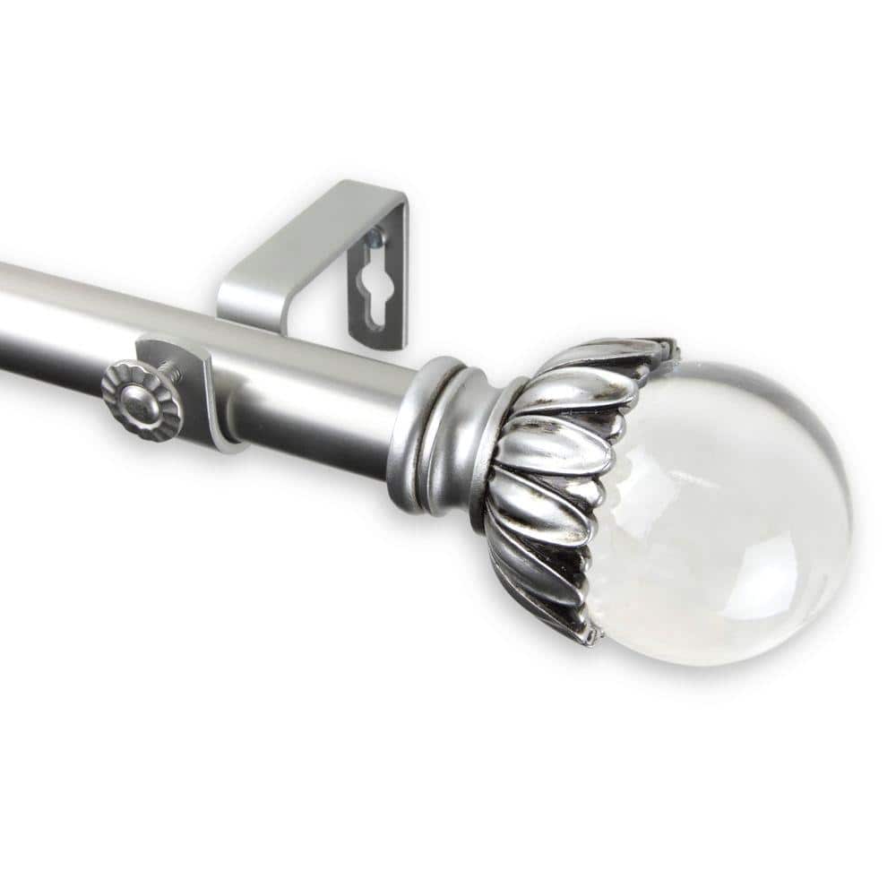 120 in. - 170 in. Telescoping 1 in. Single Curtain Rod Kit in Satin Nickel with Pixie Finial price history on PriceWatchPro