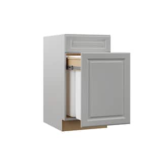 Designer Series Elgin Assembled 18x34.5x23.75 in. Dual Pull Out Trash Can Base Kitchen Cabinet in Heron Gray