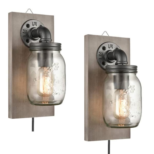 CLAXY 12.8 in. 1-Light Gray Modern Wall Sconce with Standard Shade